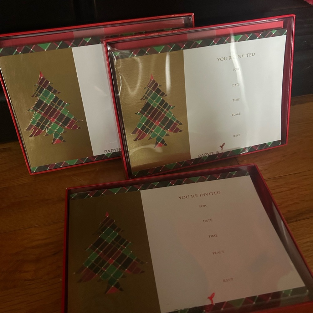 Festive Gold and Red Invitation Cards